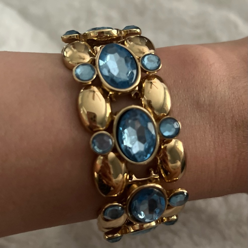 Banana Republic New Wide Bracelet Blue Stones Bold Design - 6-3/4"